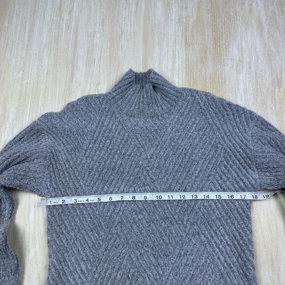 Lulus Gray Meeting Friends Ribbed Mock Neck Knit Cozy Pullover Sweater Small - Picture 7 of 14